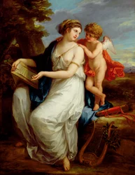 Erato, de Muze van de Lyrische Poëzie met een putto